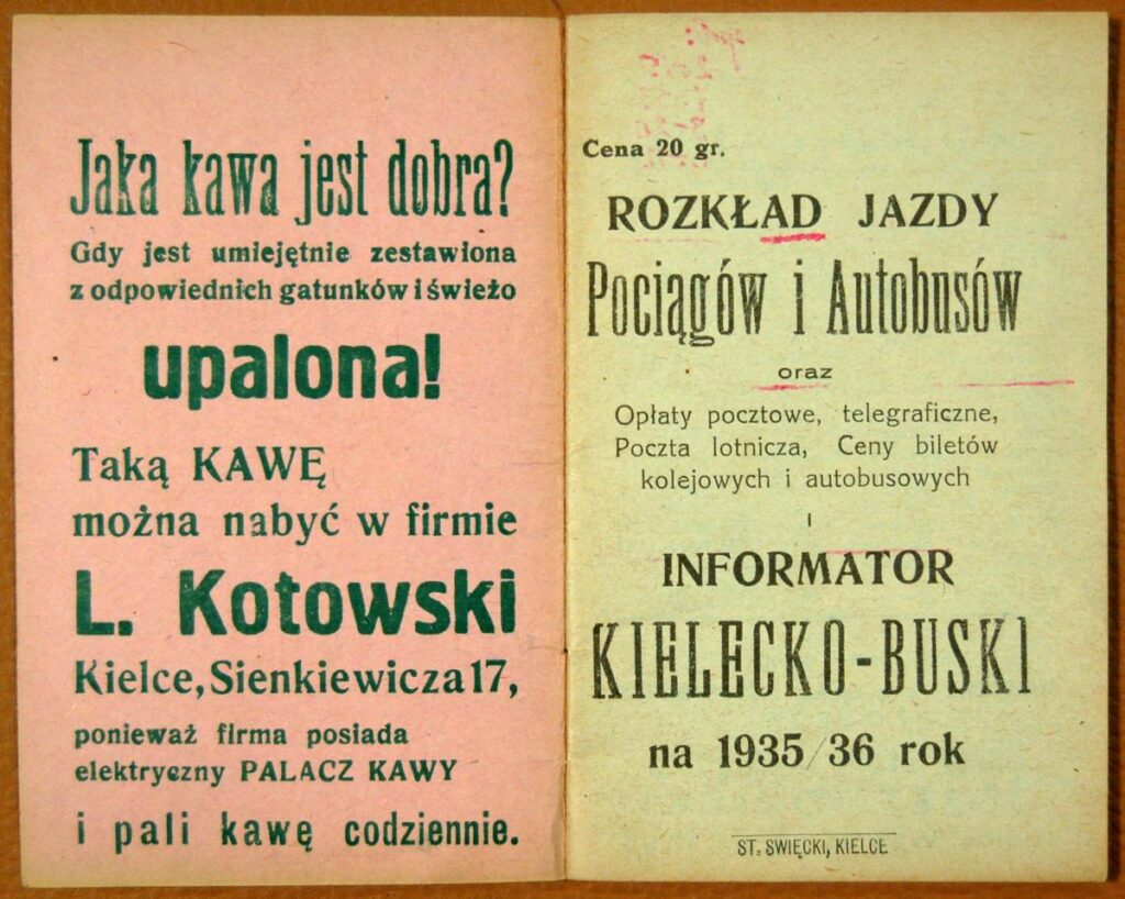 reklama sklepu kolonialnego l kotowskiego gdzie sprzedawano swiezo palona kawe mhki h 176