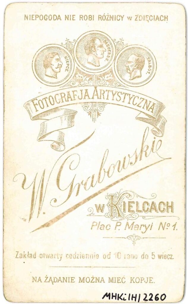 rewers fotografii ok 1885 1897 zaklad fotograficzny w grabowskiego