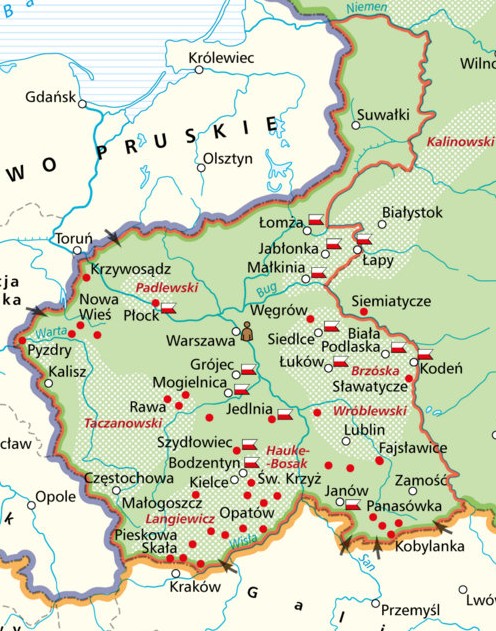 22 stycznia – 163. rocznica wybuchu Powstania Styczniowego 1 mapa powstania 2018 kopia