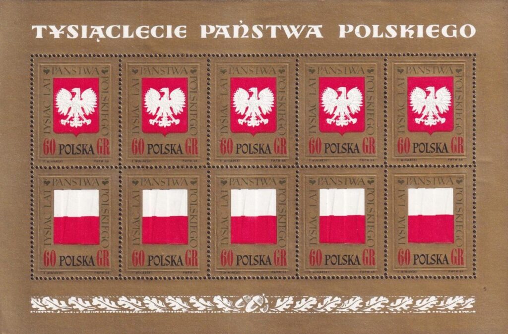 Dzień Flagi Rzeczypospolitej Polskiej - 2 Maja 2 1966 tysiaclecie panstwa polskiego fi 1541 44 arkusik