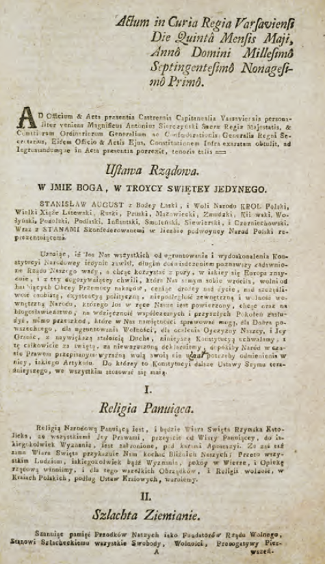 Święto Konstytucji 3 Maja 1791 r. 3 strona tytulowa pierwodruk