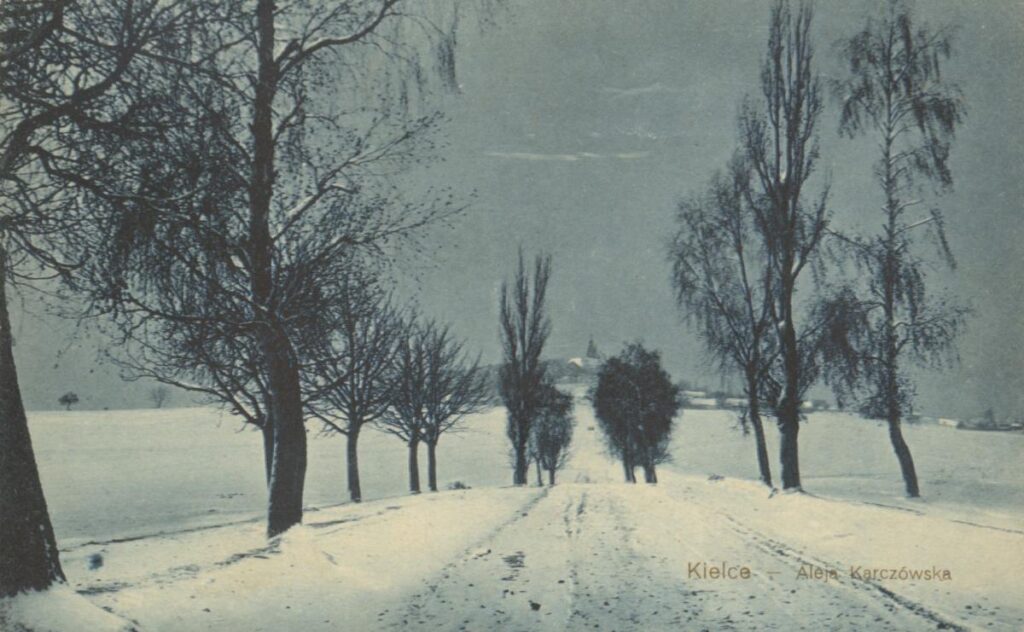 POCZTÓWKI Z KIELC - RZECZY Z HISTORIĄ. ZIMA STULECIA. kielce aleja karczowkowska 1913 fot adam badzian